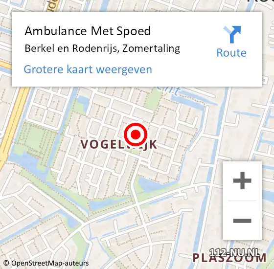 Locatie op kaart van de 112 melding: Ambulance Met Spoed Naar Berkel en Rodenrijs, Zomertaling op 6 april 2016 17:03