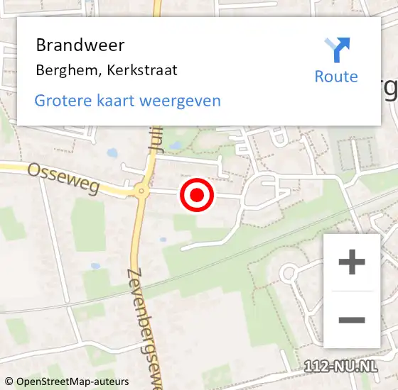 Locatie op kaart van de 112 melding: Brandweer Berghem, Kerkstraat op 6 april 2016 17:34