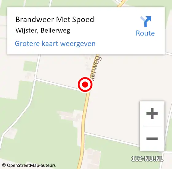 Locatie op kaart van de 112 melding: Brandweer Met Spoed Naar Wijster, Beilerweg op 6 april 2016 17:44