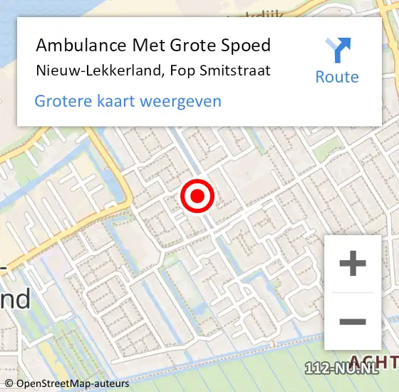 Locatie op kaart van de 112 melding: Ambulance Met Grote Spoed Naar Nieuw-Lekkerland, Fop Smitstraat op 6 april 2016 19:57