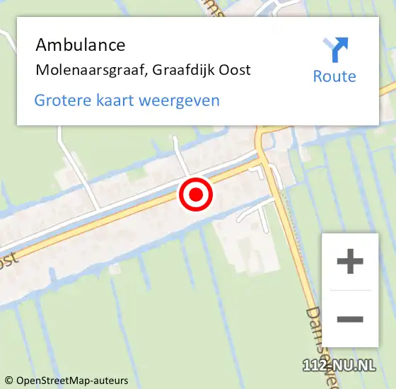 Locatie op kaart van de 112 melding: Ambulance Molenaarsgraaf, Graafdijk Oost op 6 april 2016 20:20