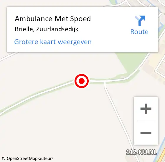 Locatie op kaart van de 112 melding: Ambulance Met Spoed Naar Brielle, Zuurlandsedijk op 6 april 2016 21:17