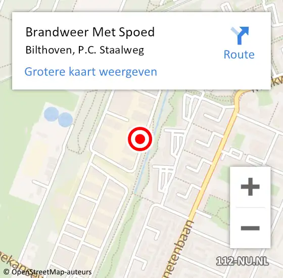 Locatie op kaart van de 112 melding: Brandweer Met Spoed Naar Bilthoven, P.C. Staalweg op 6 april 2016 21:51