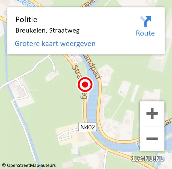 Locatie op kaart van de 112 melding: Politie Breukelen, Straatweg op 6 april 2016 22:13