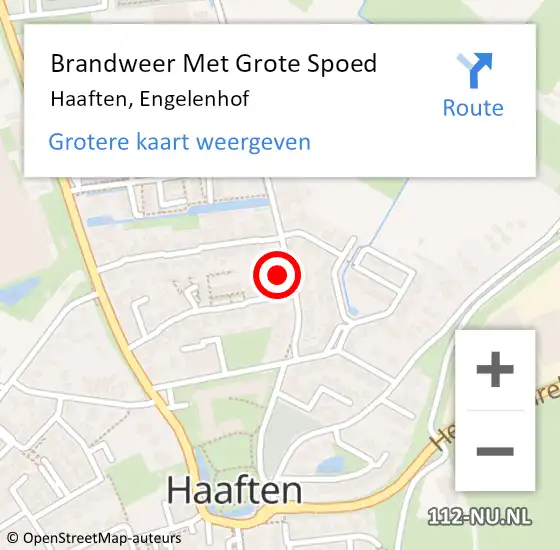 Locatie op kaart van de 112 melding: Brandweer Met Grote Spoed Naar Haaften, Engelenhof op 6 april 2016 23:28