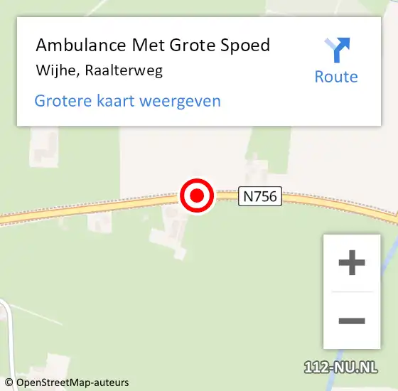 Locatie op kaart van de 112 melding: Ambulance Met Grote Spoed Naar Wijhe, Raalterweg op 7 april 2016 00:04