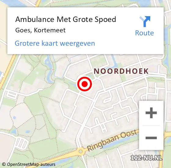 Locatie op kaart van de 112 melding: Ambulance Met Grote Spoed Naar Goes, Kortemeet op 7 april 2016 03:38