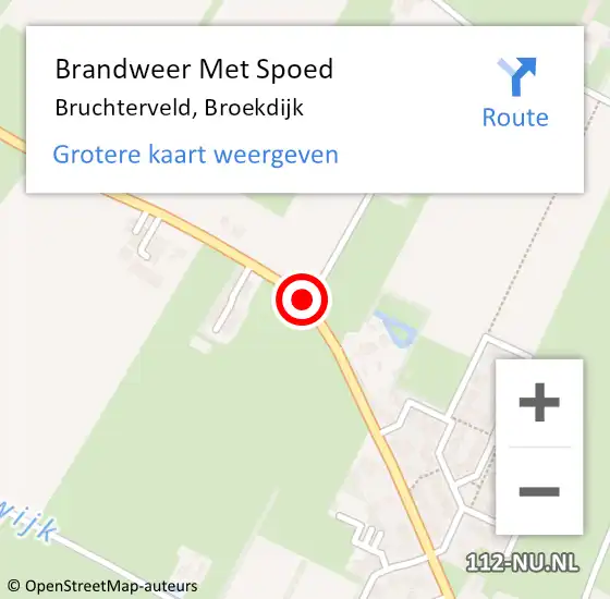 Locatie op kaart van de 112 melding: Brandweer Met Spoed Naar Bruchterveld, Broekdijk op 7 april 2016 04:23