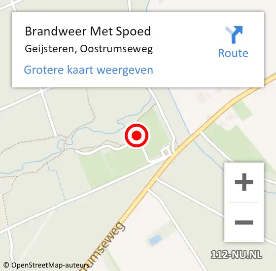 Locatie op kaart van de 112 melding: Brandweer Met Spoed Naar Geijsteren, Oostrumseweg op 7 april 2016 05:04