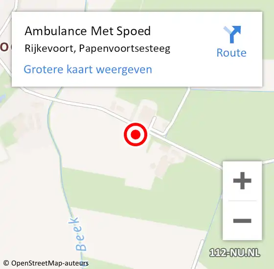 Locatie op kaart van de 112 melding: Ambulance Met Spoed Naar Rijkevoort, Papenvoortsesteeg op 7 april 2016 05:38