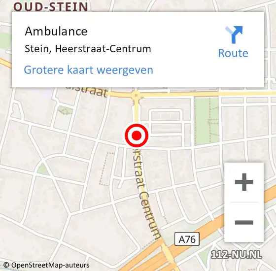 Locatie op kaart van de 112 melding: Ambulance Stein, Heerstraat-Centrum op 7 april 2016 07:25