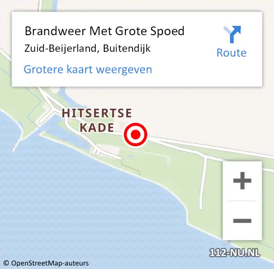 Locatie op kaart van de 112 melding: Brandweer Met Grote Spoed Naar Zuid-Beijerland, Buitendijk op 11 december 2013 09:15