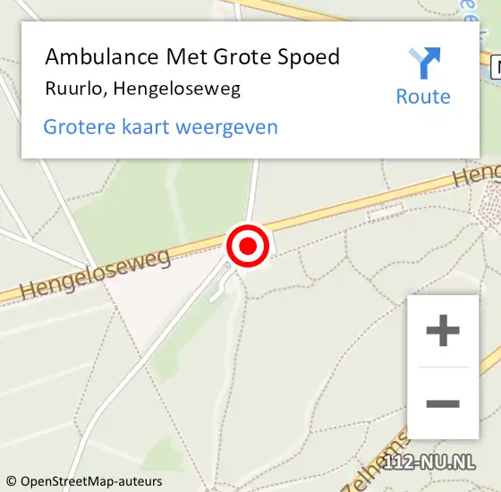 Locatie op kaart van de 112 melding: Ambulance Met Grote Spoed Naar Ruurlo, Hengeloseweg op 7 april 2016 08:15