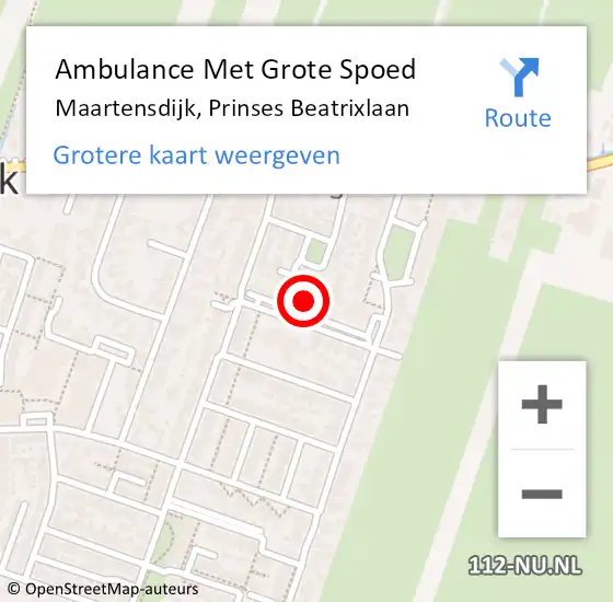 Locatie op kaart van de 112 melding: Ambulance Met Grote Spoed Naar Maartensdijk, Prinses Beatrixlaan op 7 april 2016 09:05