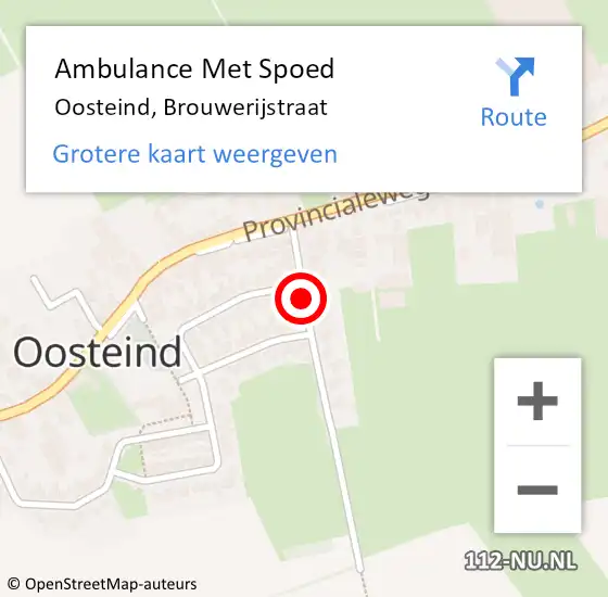 Locatie op kaart van de 112 melding: Ambulance Met Spoed Naar Oosteind, Brouwerijstraat op 7 april 2016 09:11