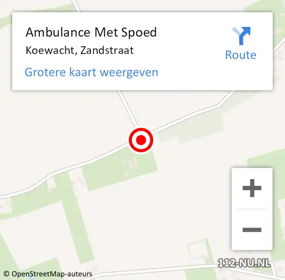 Locatie op kaart van de 112 melding: Ambulance Met Spoed Naar Koewacht, Zandstraat op 7 april 2016 09:26