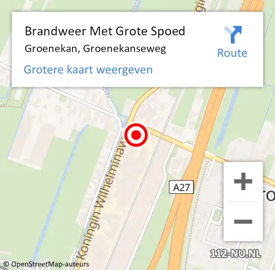 Locatie op kaart van de 112 melding: Brandweer Met Grote Spoed Naar Groenekan, Groenekanseweg op 7 april 2016 09:50