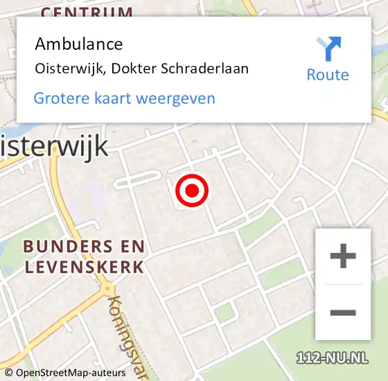 Locatie op kaart van de 112 melding: Ambulance Oisterwijk, Dokter Schraderlaan op 7 april 2016 10:35