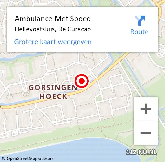 Locatie op kaart van de 112 melding: Ambulance Met Spoed Naar Hellevoetsluis, De Curacao op 7 april 2016 11:04