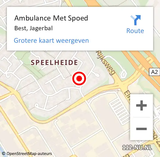 Locatie op kaart van de 112 melding: Ambulance Met Spoed Naar Best, Jagerbal op 7 april 2016 11:09