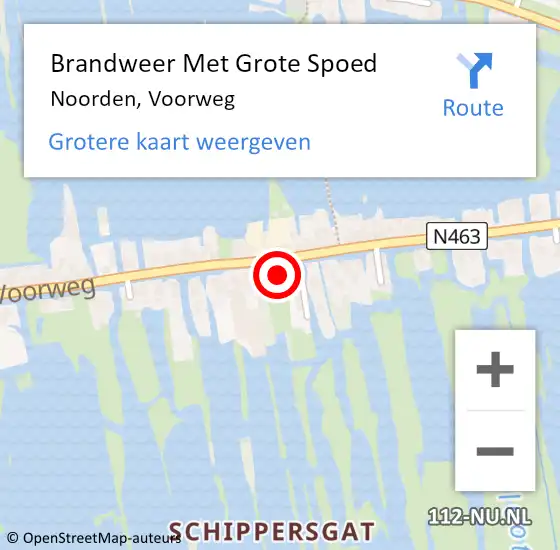 Locatie op kaart van de 112 melding: Brandweer Met Grote Spoed Naar Noorden, Voorweg op 7 april 2016 12:22