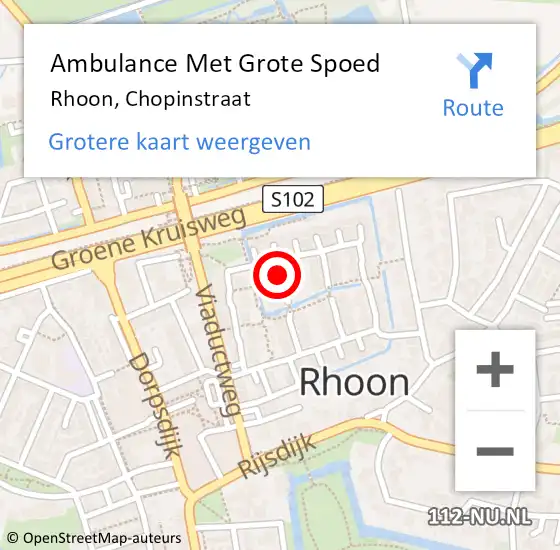 Locatie op kaart van de 112 melding: Ambulance Met Grote Spoed Naar Rhoon, Chopinstraat op 7 april 2016 12:43