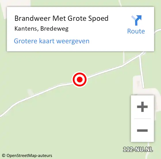 Locatie op kaart van de 112 melding: Brandweer Met Grote Spoed Naar Kantens, Bredeweg op 7 april 2016 12:44