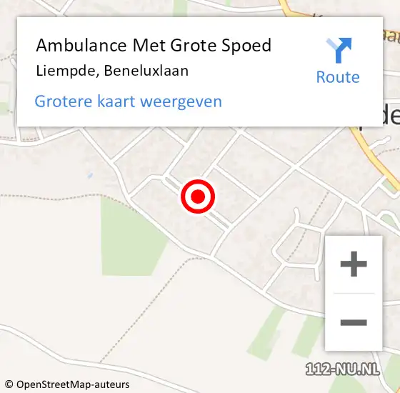 Locatie op kaart van de 112 melding: Ambulance Met Grote Spoed Naar Liempde, Beneluxlaan op 7 april 2016 13:12