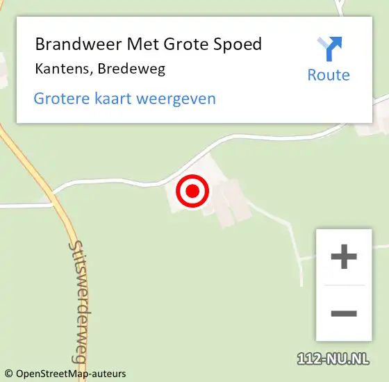 Locatie op kaart van de 112 melding: Brandweer Met Grote Spoed Naar Kantens, Bredeweg op 7 april 2016 13:14