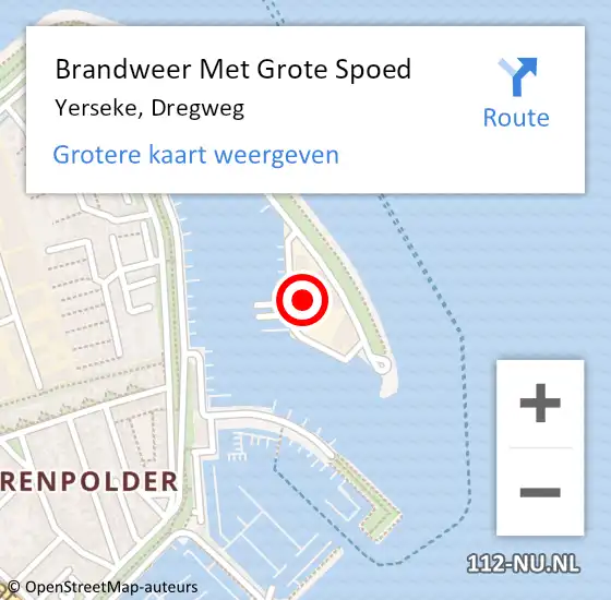 Locatie op kaart van de 112 melding: Brandweer Met Grote Spoed Naar Yerseke, Dregweg op 7 april 2016 13:28