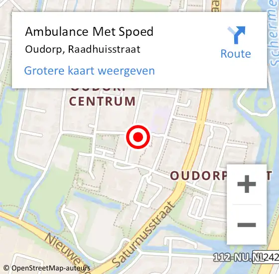 Locatie op kaart van de 112 melding: Ambulance Met Spoed Naar Oudorp, Raadhuisstraat op 7 april 2016 13:50