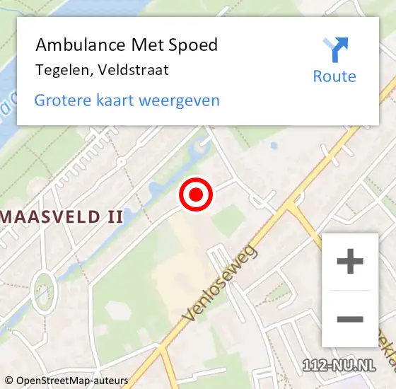 Locatie op kaart van de 112 melding: Ambulance Met Spoed Naar Tegelen, Veldstraat op 7 april 2016 14:24