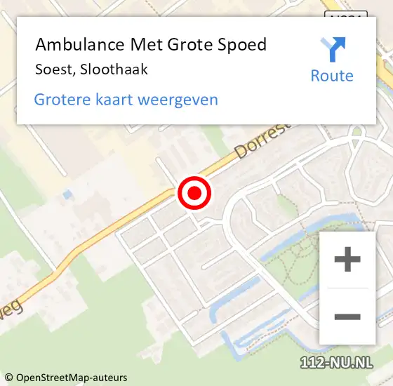 Locatie op kaart van de 112 melding: Ambulance Met Grote Spoed Naar Soest, Sloothaak op 7 april 2016 14:39