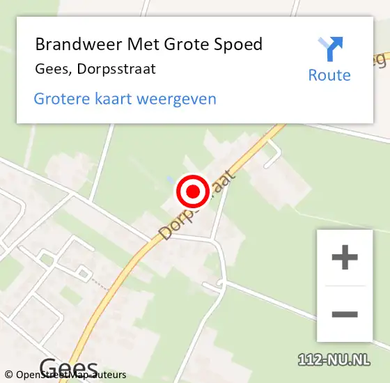 Locatie op kaart van de 112 melding: Brandweer Met Grote Spoed Naar Gees, Dorpsstraat op 7 april 2016 15:13