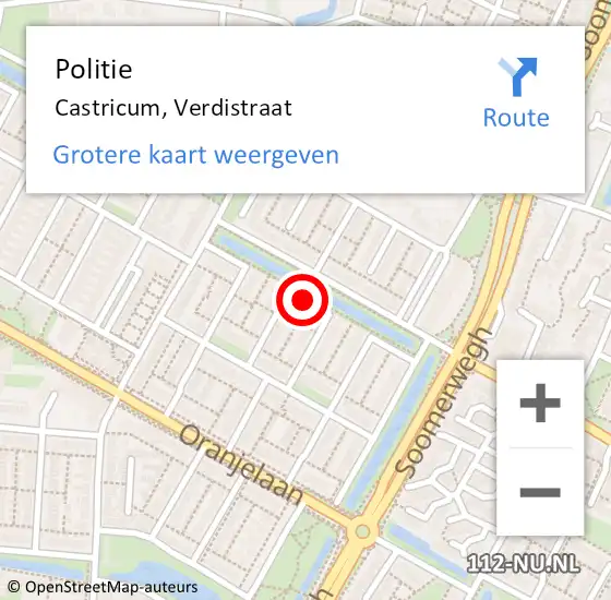 Locatie op kaart van de 112 melding: Politie Castricum, Verdistraat op 7 april 2016 15:14