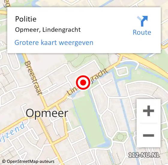 Locatie op kaart van de 112 melding: Politie Opmeer, Lindengracht op 7 april 2016 15:18