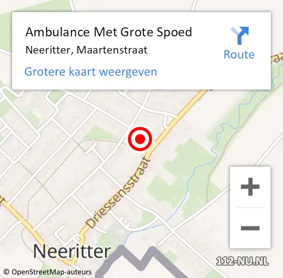 Locatie op kaart van de 112 melding: Ambulance Met Grote Spoed Naar Neeritter, Maartenstraat op 7 april 2016 15:23
