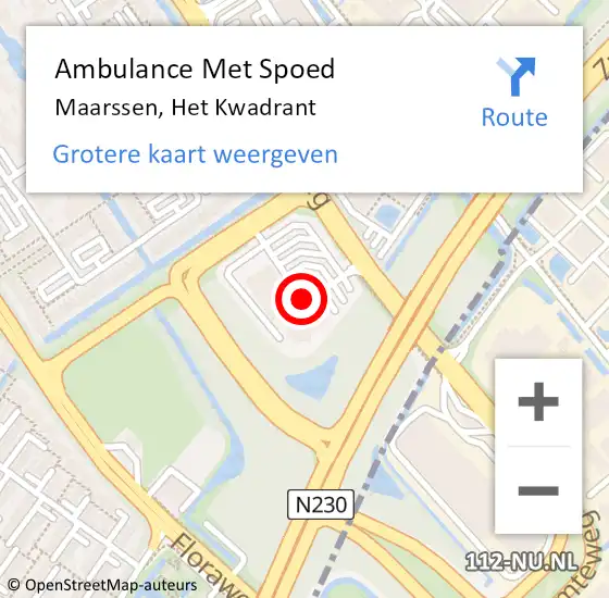 Locatie op kaart van de 112 melding: Ambulance Met Spoed Naar Maarssen, Het Kwadrant op 11 december 2013 09:54