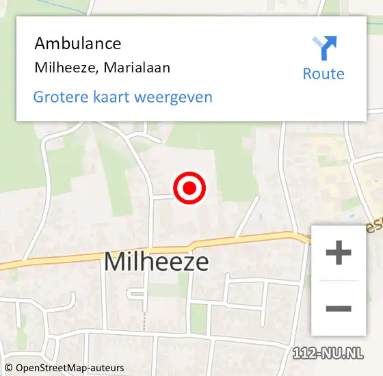 Locatie op kaart van de 112 melding: Ambulance Milheeze, Marialaan op 7 april 2016 16:23