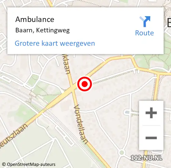 Locatie op kaart van de 112 melding: Ambulance Baarn, Kettingweg op 7 april 2016 16:34