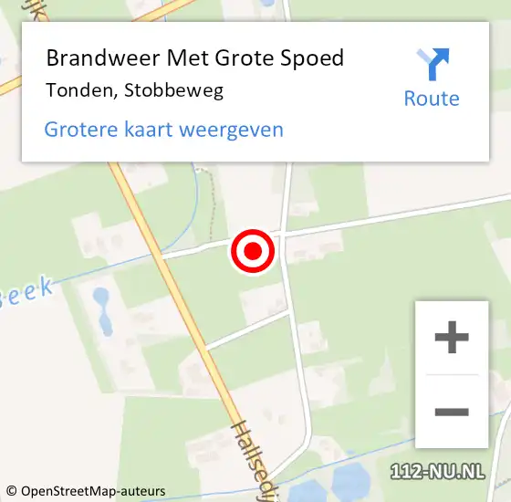 Locatie op kaart van de 112 melding: Brandweer Met Grote Spoed Naar Tonden, Stobbeweg op 7 april 2016 16:48