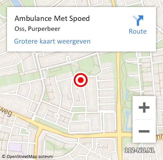 Locatie op kaart van de 112 melding: Ambulance Met Spoed Naar Oss, Purperbeer op 7 april 2016 16:56