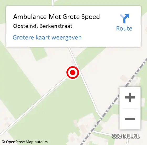 Locatie op kaart van de 112 melding: Ambulance Met Grote Spoed Naar Oosteind, Berkenstraat op 7 april 2016 19:10