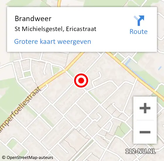 Locatie op kaart van de 112 melding: Brandweer St Michielsgestel, Ericastraat op 7 april 2016 19:23