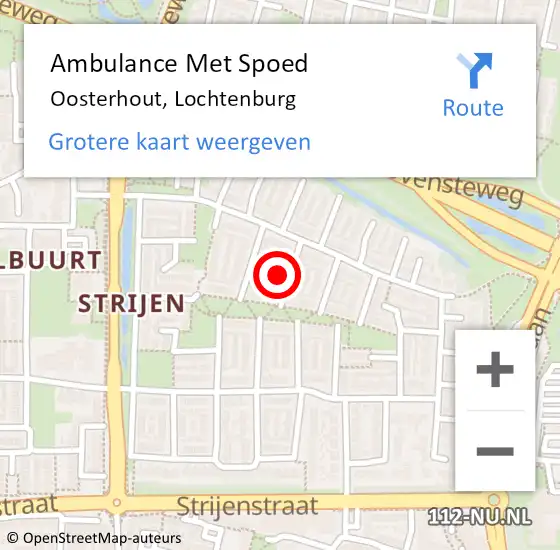 Locatie op kaart van de 112 melding: Ambulance Met Spoed Naar Oosterhout, Lochtenburg op 7 april 2016 20:15