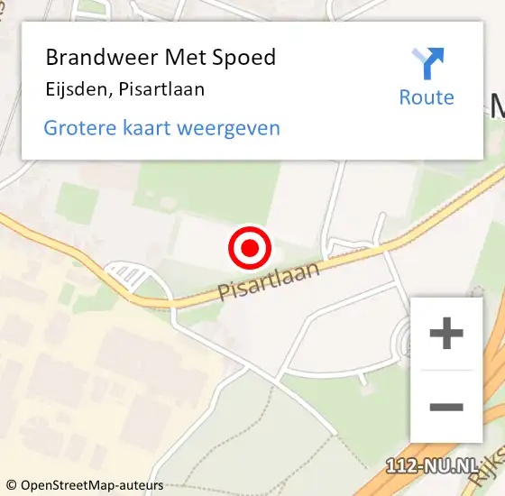 Locatie op kaart van de 112 melding: Brandweer Met Spoed Naar Eijsden, Pisartlaan op 7 april 2016 20:31