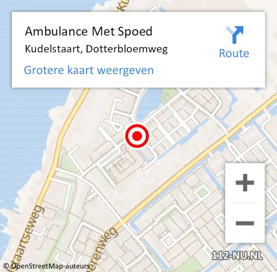 Locatie op kaart van de 112 melding: Ambulance Met Spoed Naar Kudelstaart, Dotterbloemweg op 7 april 2016 21:01