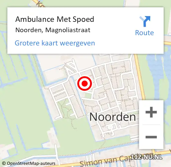 Locatie op kaart van de 112 melding: Ambulance Met Spoed Naar Noorden, Magnoliastraat op 7 april 2016 21:18