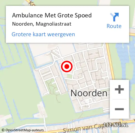 Locatie op kaart van de 112 melding: Ambulance Met Grote Spoed Naar Noorden, Magnoliastraat op 7 april 2016 21:20