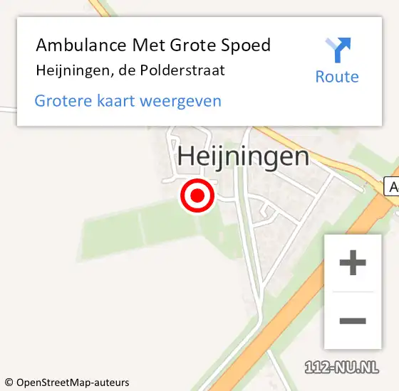 Locatie op kaart van de 112 melding: Ambulance Met Grote Spoed Naar Heijningen, de Polderstraat op 7 april 2016 22:10